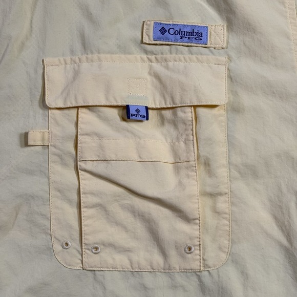 Columbia PFG Fishing Shirt Men's 4XT Yellow Short Sleeve Button Up Omni Shade - Picture 8 of 14